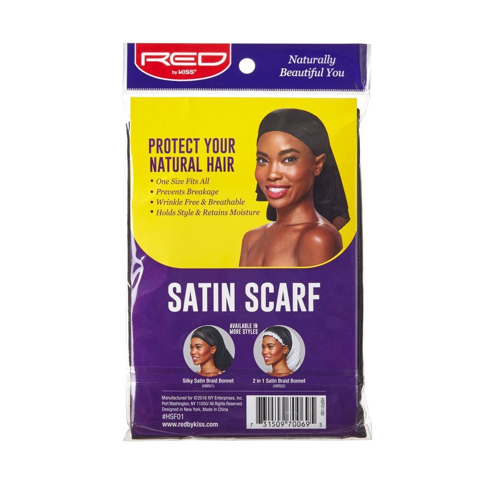 Red by Kiss Satin Scarf | Elegant & Protective Hair Care | Black | Keeps Hair Smooth & Frizz - Free - Beauty Exchange Beauty Supply