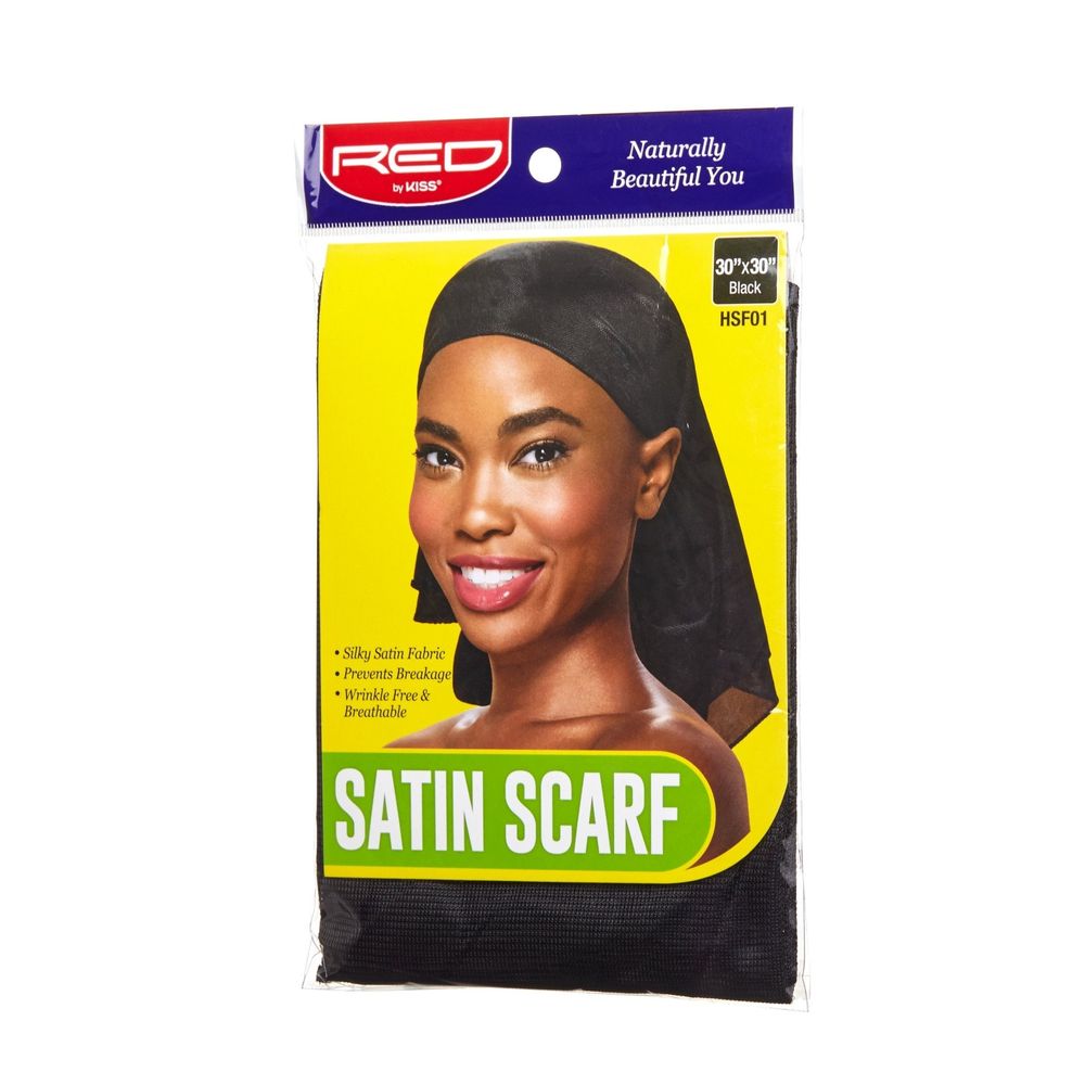 Red by Kiss Satin Scarf | Elegant & Protective Hair Care | Black | Keeps Hair Smooth & Frizz - Free - Beauty Exchange Beauty Supply