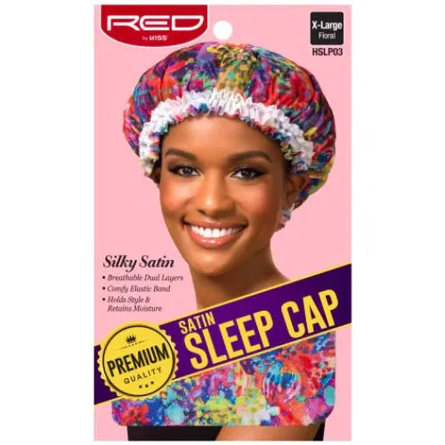 Red by Kiss Satin Sleep Cap Floral HSLP03 – Premium X - Large | One Size - Beauty Exchange Beauty Supply