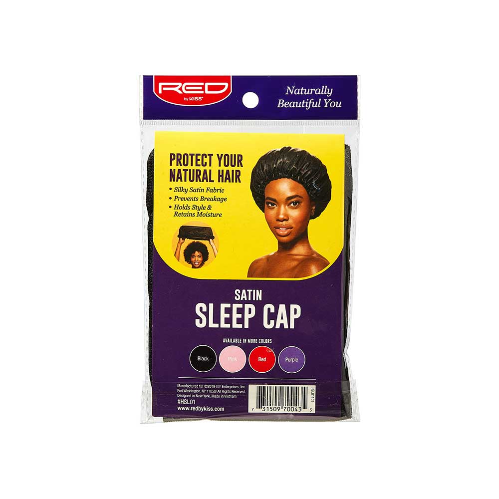 Red by Kiss Satin Sleep Cap – Large & Extra Jumbo | Frizz - Free Night Protection | HSL01 & HSL03 (Black) - Beauty Exchange Beauty Supply