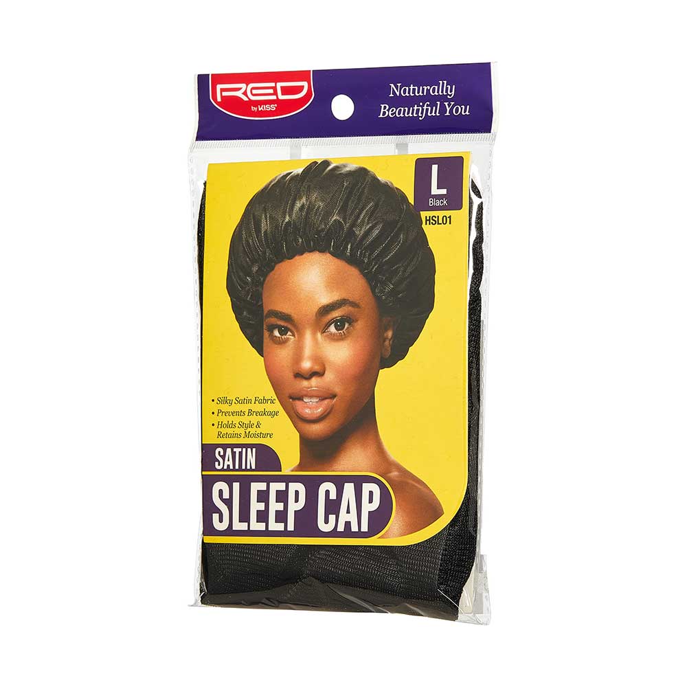 Red by Kiss Satin Sleep Cap – Large & Extra Jumbo | Frizz - Free Night Protection | HSL01 & HSL03 (Black) - Beauty Exchange Beauty Supply