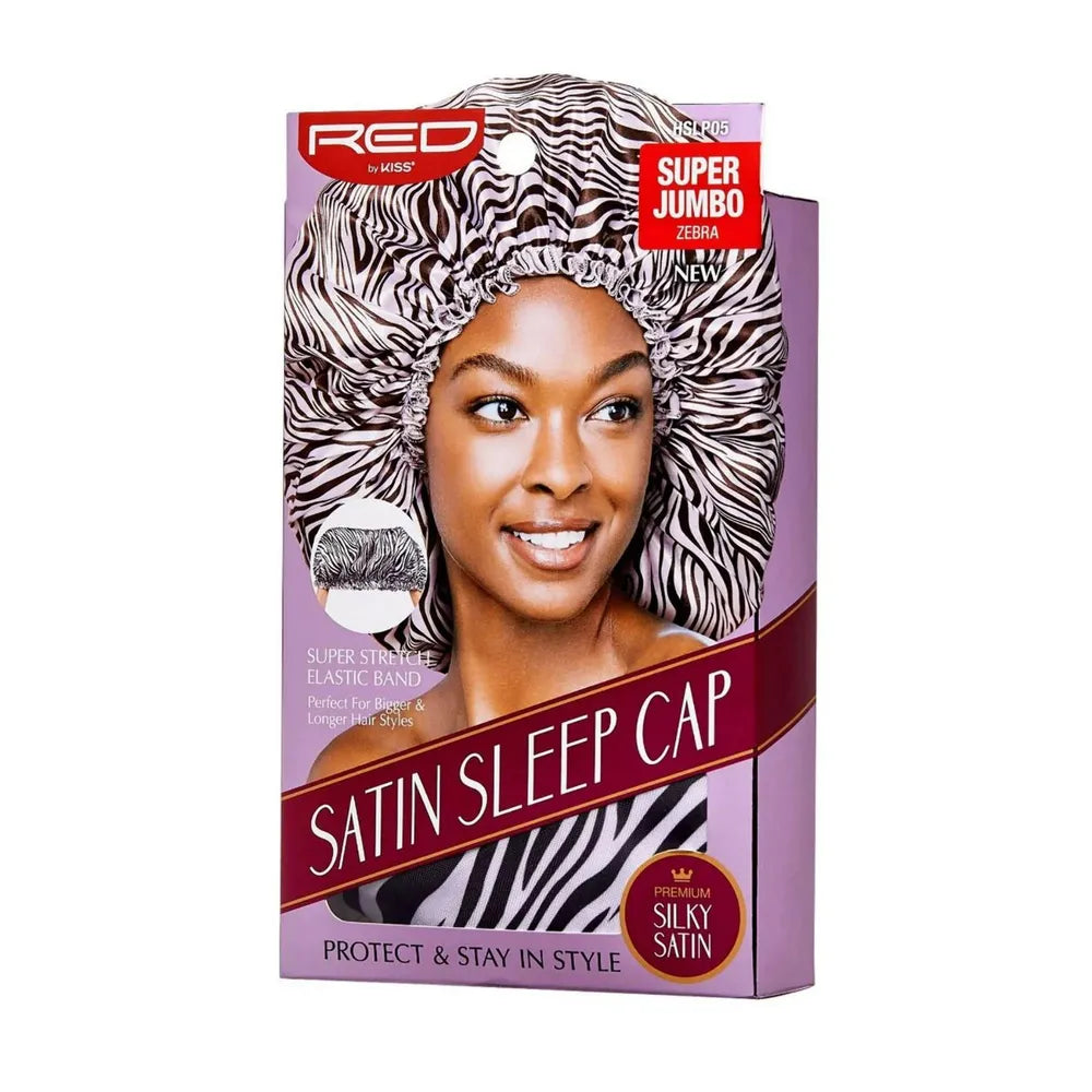 Red by Kiss Satin Sleep Cap – Super Jumbo | Frizz - Free Overnight Protection for Braids & Big Hair | HSLP04 & HSLP05 | One Size - Beauty Exchange Beauty Supply