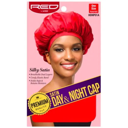 Red by Kiss Silky Satin Day & Night Cap – X - Large | 24 - Hour Frizz Protection for Natural Hair, Braids & Curls | Assorted Colors | One Size - Beauty Exchange Beauty Supply