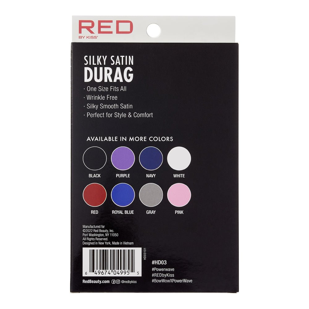 Red by Kiss Silky Satin Durag – Upgraded Extra Long Tails for Superior Compression & Style | HD01–HD08 - Beauty Exchange Beauty Supply
