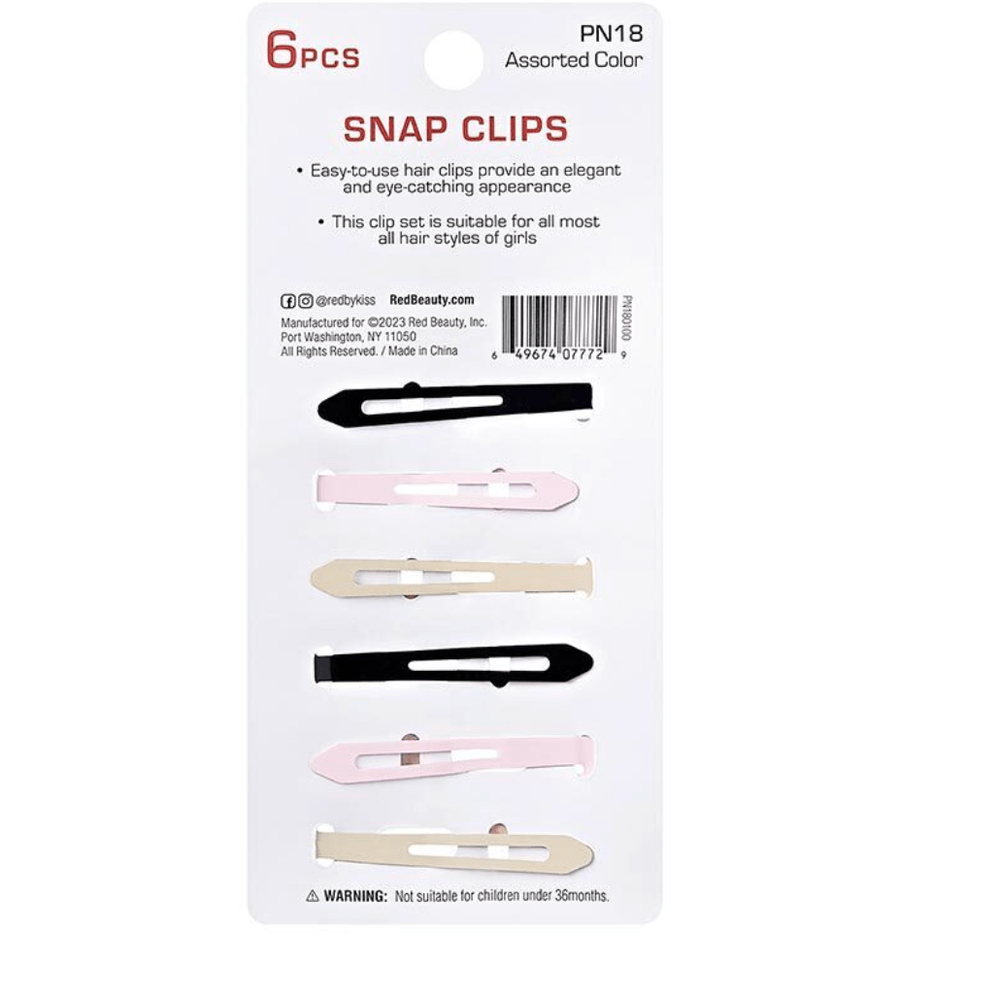 Red by Kiss Snap Clips – Strong Hold, No - Slip Grip, Stylish for All Hair Types | 6 pcs | PN18 - Beauty Exchange Beauty Supply