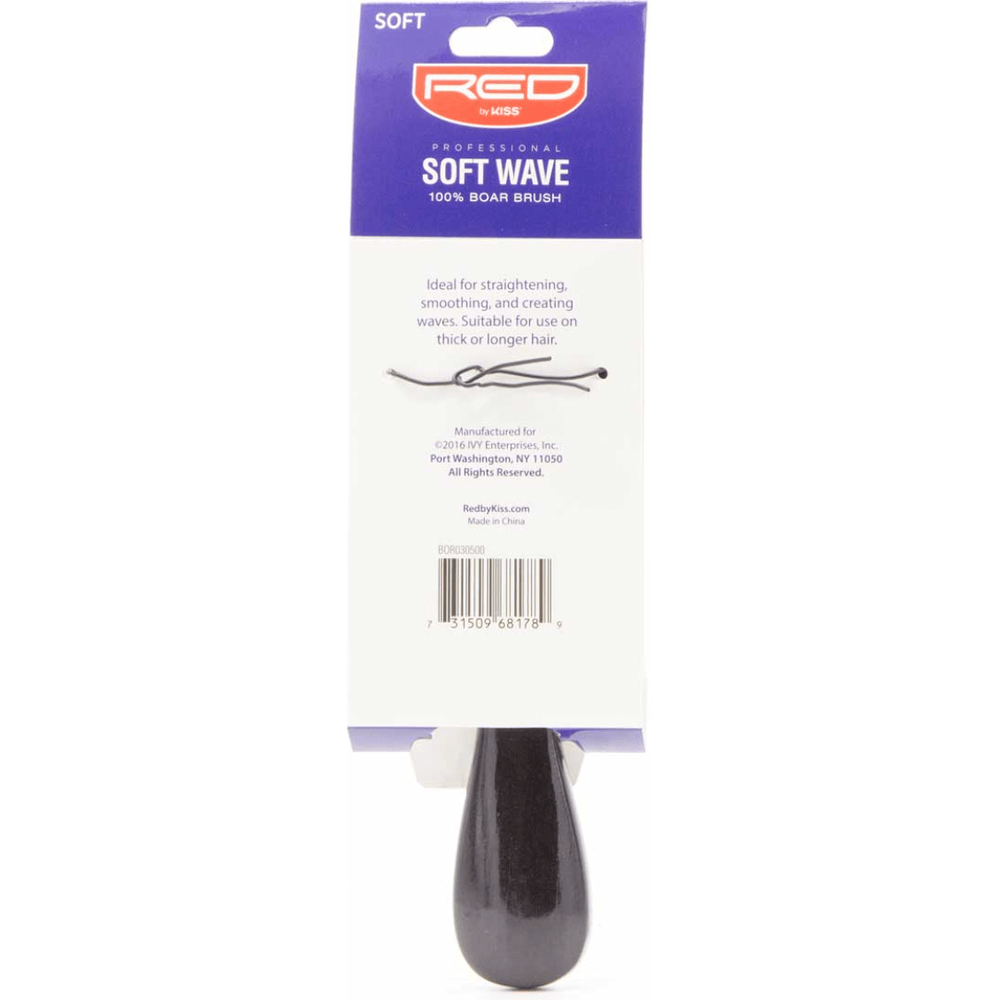 Red by Kiss Soft Wave Boar Brush BOR03 – Gentle Bristles for Fresh Cuts, Smoothing & Wave Finishing (Soft, Classic Handle) - Beauty Exchange Beauty Supply