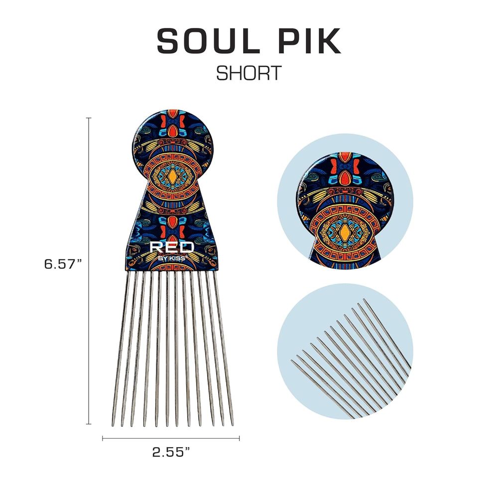 Red by Kiss Soul Pik | CPK12–CPK18 | Classic Afro Hair Picks for Natural Hair Styling & Volume - Beauty Exchange Beauty Supply