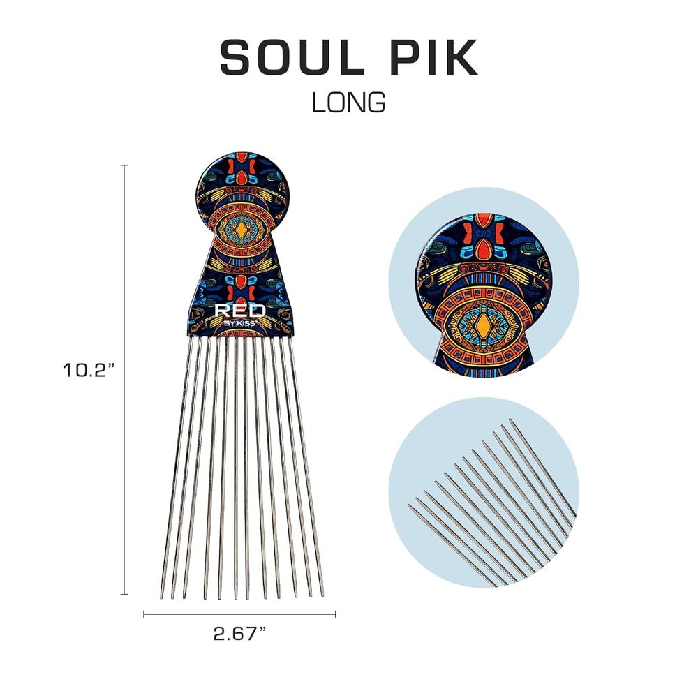 Red by Kiss Soul Pik | CPK12–CPK18 | Classic Afro Hair Picks for Natural Hair Styling & Volume - Beauty Exchange Beauty Supply