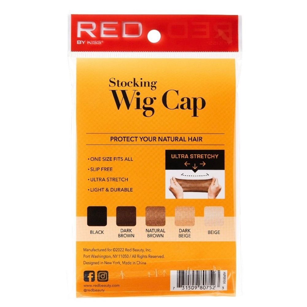 Red by Kiss Stocking Wig Cap | Lightweight, Stretch - Fit Base for Wigs & Protective Styles | Dark Brown, Natural Brown | - Beauty Exchange Beauty Supply