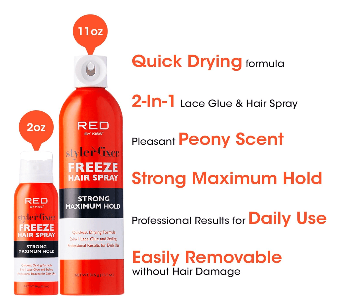 RED by Kiss Styler Fixer Freeze Hair Spray – 11 oz - Beauty Exchange Beauty Supply