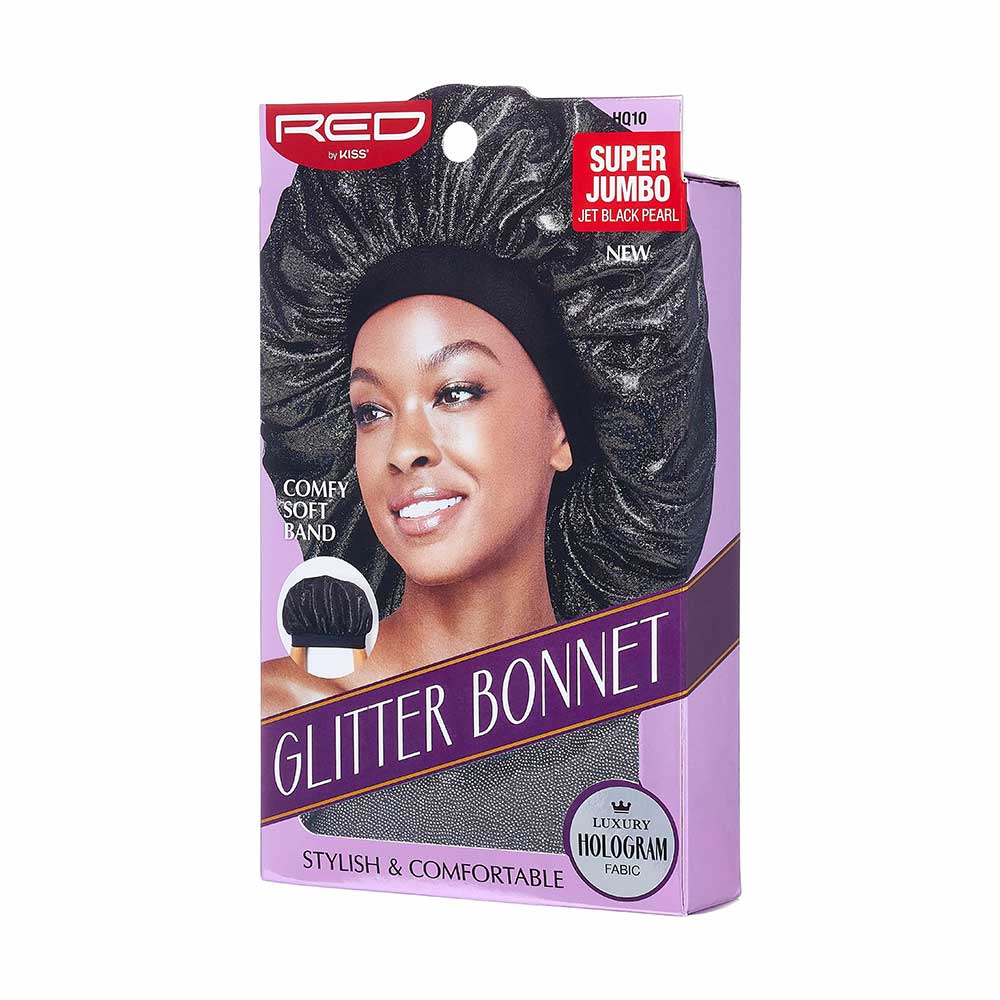 Red by Kiss Super Jumbo Glitter Bonnet – Sparkle While You Sleep (One Size) - Beauty Exchange Beauty Supply