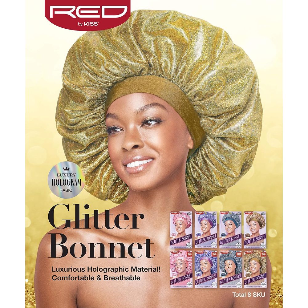 Red by Kiss Super X - Large Glitter Bonnet – Shine While You Protect Your Style (One Size) - Beauty Exchange Beauty Supply