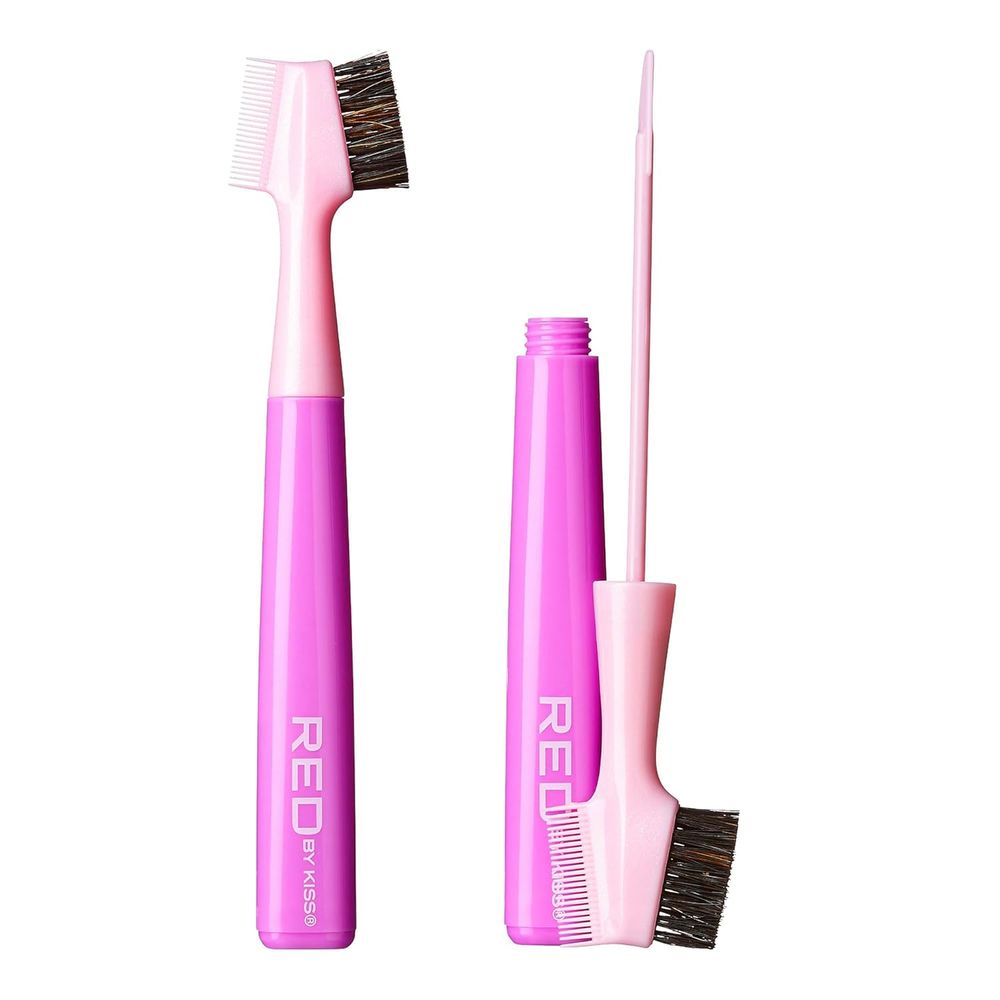 Red by Kiss Sweet Peach Edge Brush + Edge Fixer – HH104 | Dual - Sided Brush with Sweet Peach - Scented Edge Control for Sleek Styling - Beauty Exchange Beauty Supply