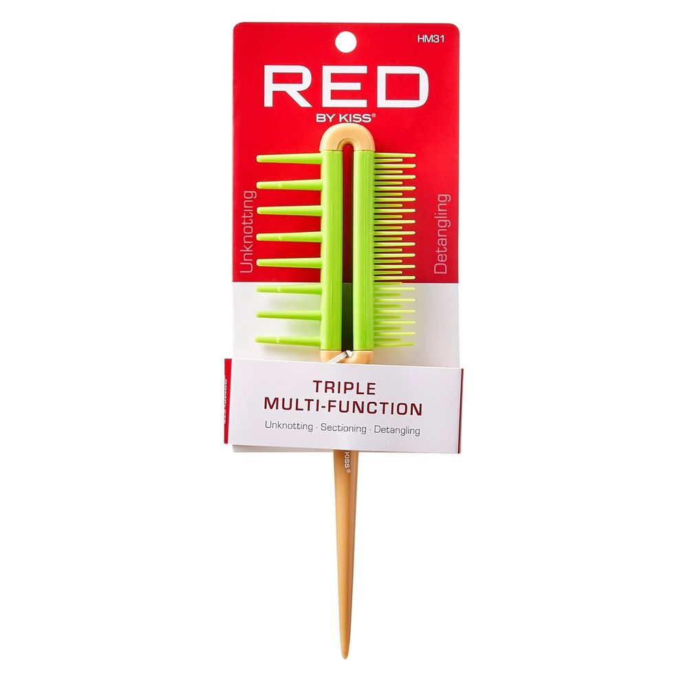 Red by Kiss Triple Multi - Function Comb – HM31, 3 - in - 1 Tool for Sectioning, Styling & Teasing | Anti - Static, Heat - Resistant & Salon - Ready - Beauty Exchange Beauty Supply
