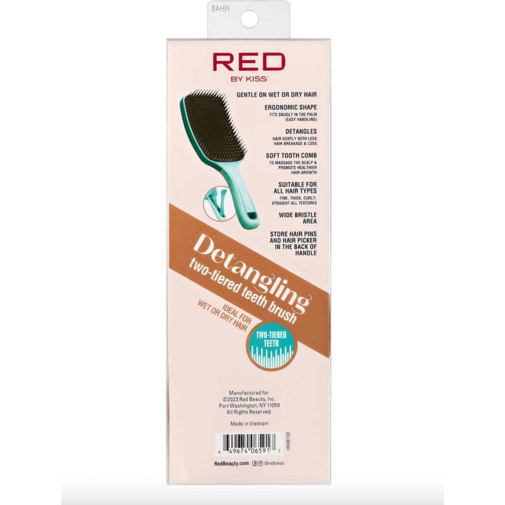 Red by Kiss Two - Tiered Teeth Detangling Brush HH48 – Effortless Detangling for All Hair Types | Size: Detangling Brush - Beauty Exchange Beauty Supply