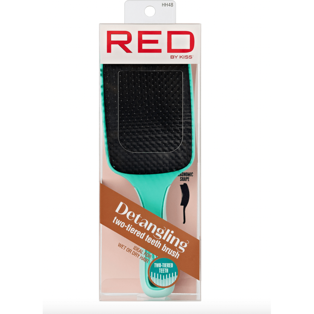 Red by Kiss Two - Tiered Teeth Detangling Brush HH48 – Effortless Detangling for All Hair Types | Size: Detangling Brush - Beauty Exchange Beauty Supply