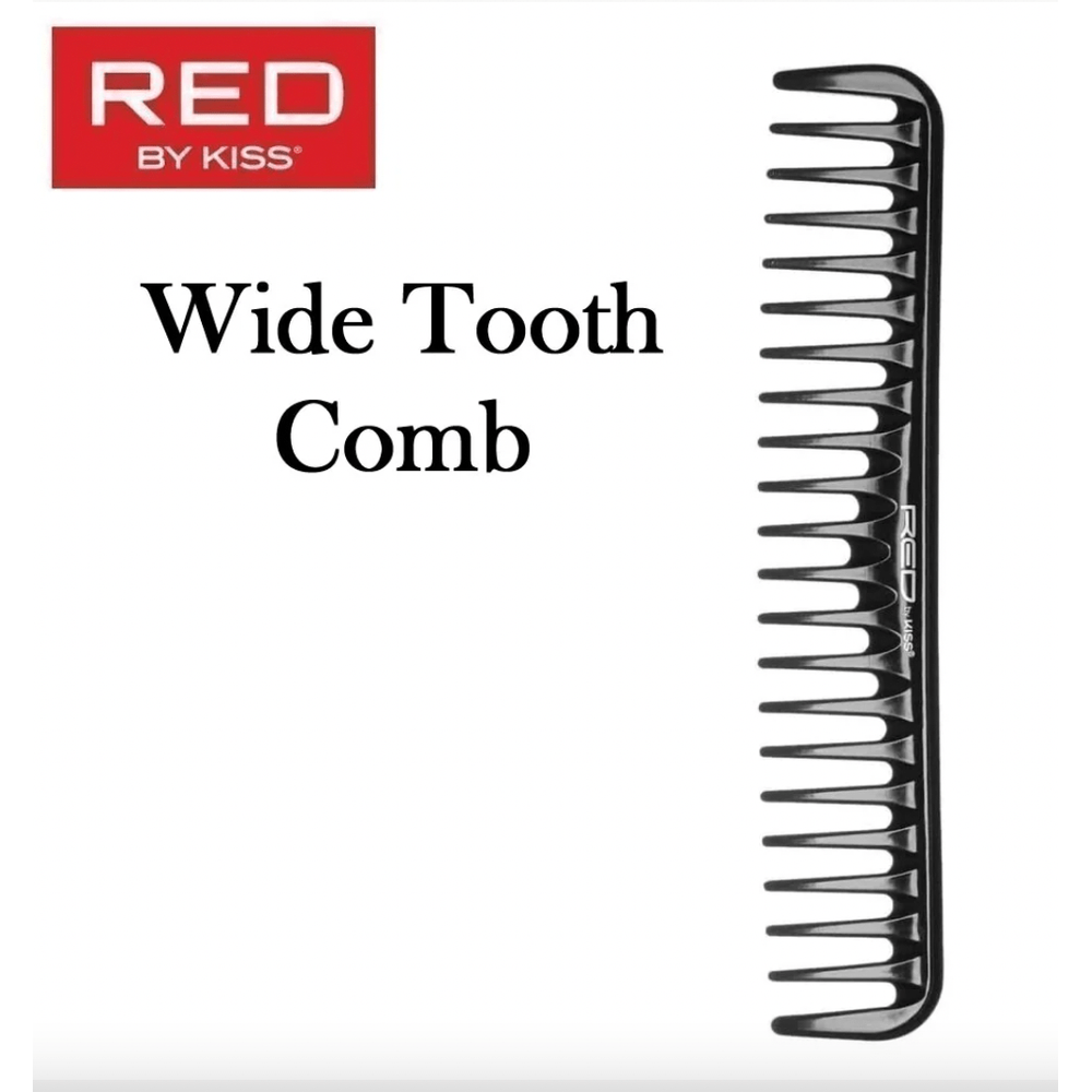 Red by Kiss Wide Tooth Comb – Black, Gentle Detangling for Thick & Curly Hair | HM56 | Minimizes Breakage, Ideal for Wet or Dry Use - Beauty Exchange Beauty Supply