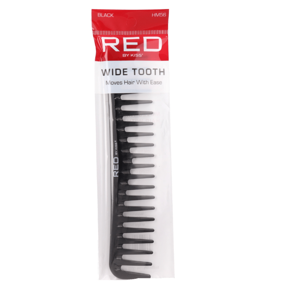 Red by Kiss Wide Tooth Comb – Black, Gentle Detangling for Thick & Curly Hair | HM56 | Minimizes Breakage, Ideal for Wet or Dry Use - Beauty Exchange Beauty Supply