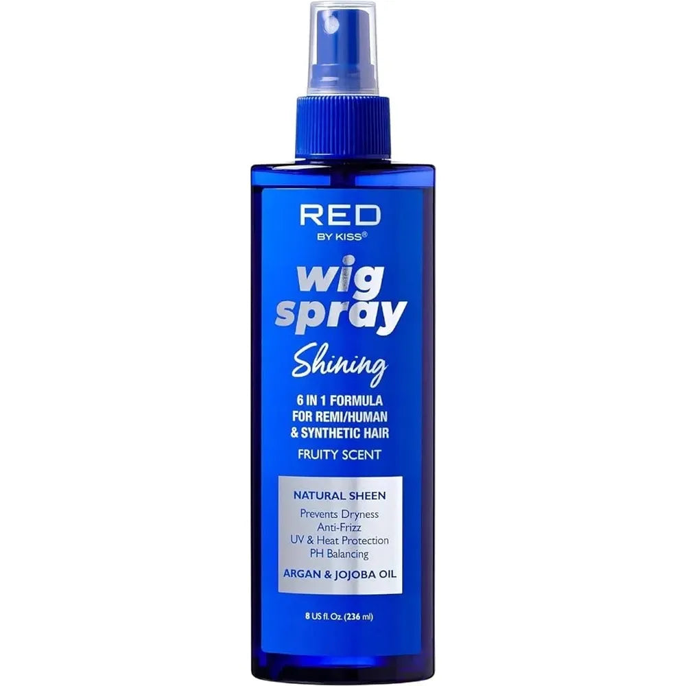 Red by Kiss Wig Spray – Extra Shine & Detangling Control for Remi, Human & Synthetic Hair, UV & Heat Protection, 8 oz - Beauty Exchange Beauty Supply