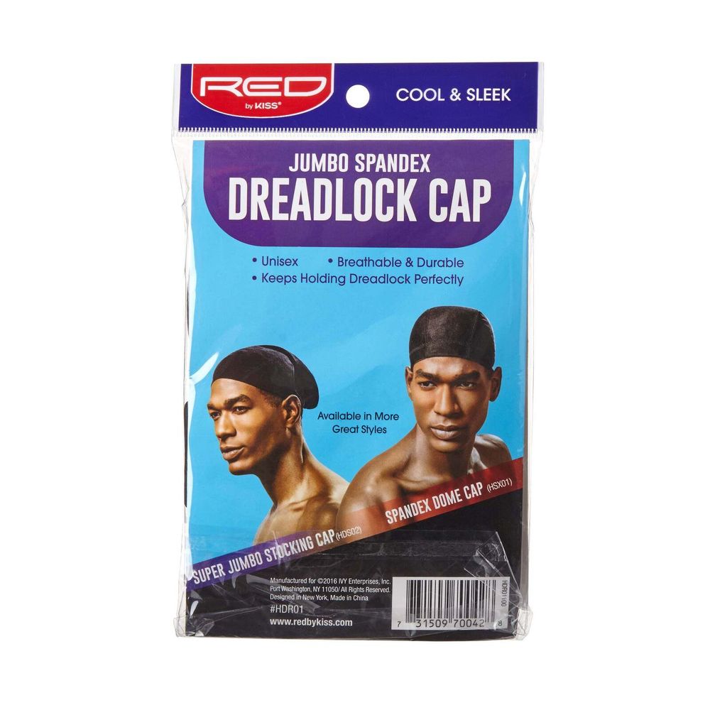 Red Jumbo Spandex Dreadlock Cap Black HDR01 - Beauty Exchange Beauty Supply