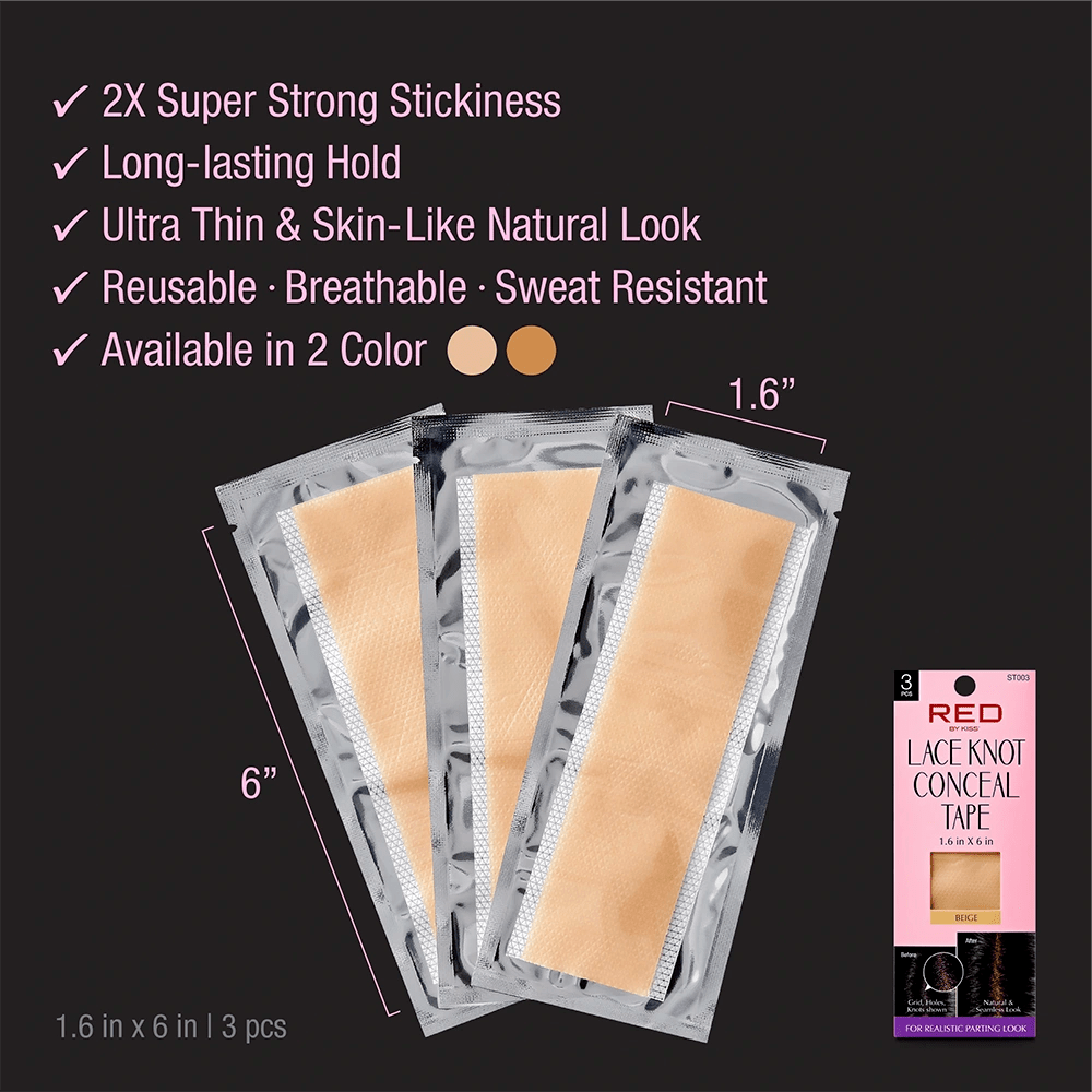 Red Lace Knot Conceal Tape – 3pcs Pack for Wig Lace Blending - Beauty Exchange Beauty Supply