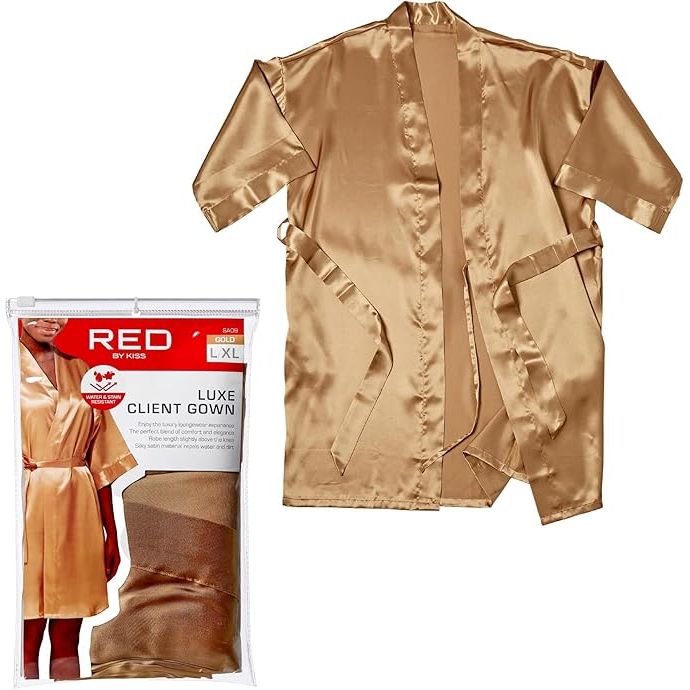 Red Luxe Client Gown – Water - Resistant, Stylish Full - Cover Salon Wear - Beauty Exchange Beauty Supply