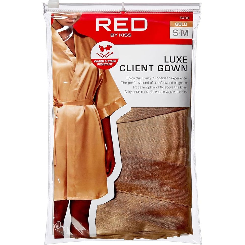 Red Luxe Client Gown – Water - Resistant, Stylish Full - Cover Salon Wear - Beauty Exchange Beauty Supply