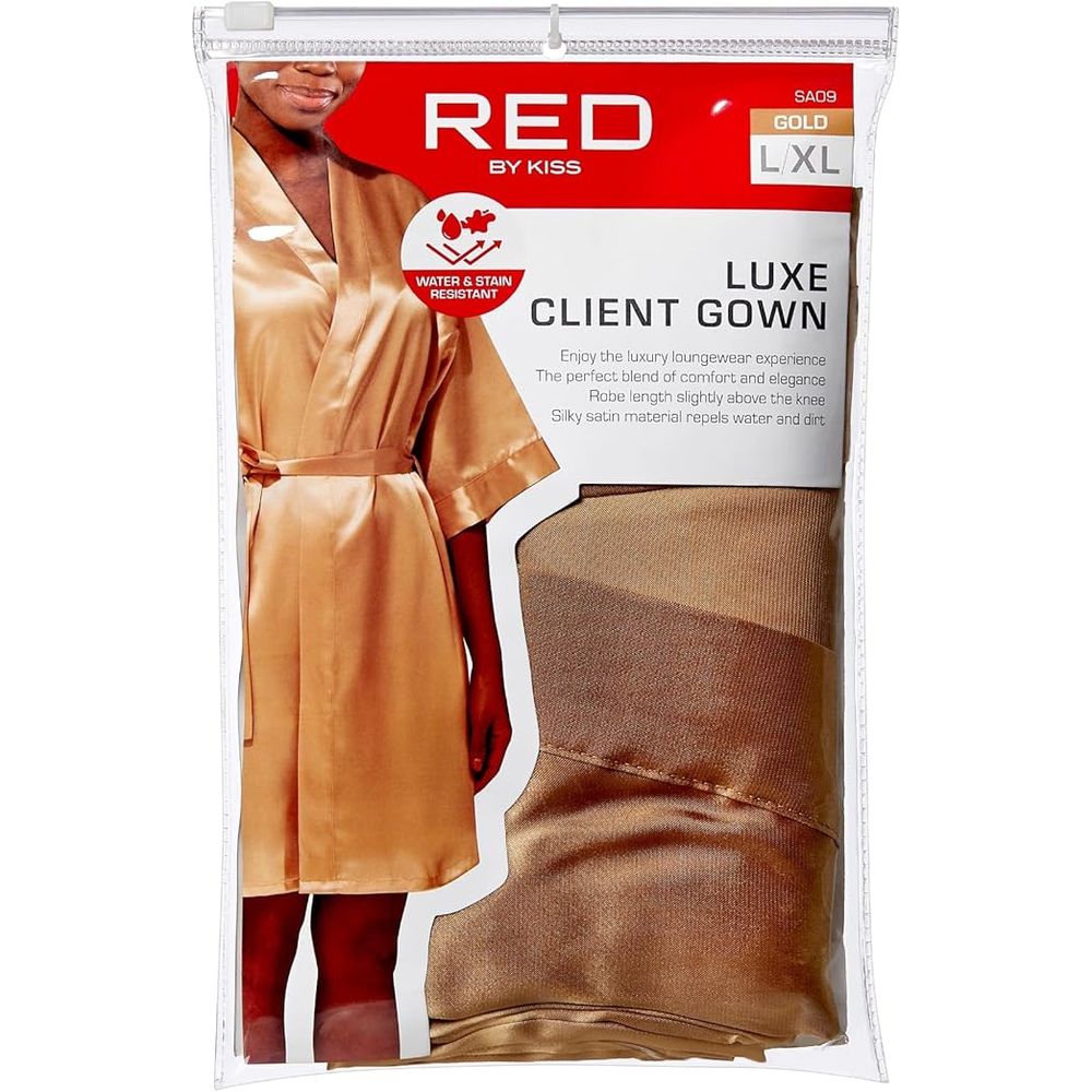 Red Luxe Client Gown – Water - Resistant, Stylish Full - Cover Salon Wear - Beauty Exchange Beauty Supply