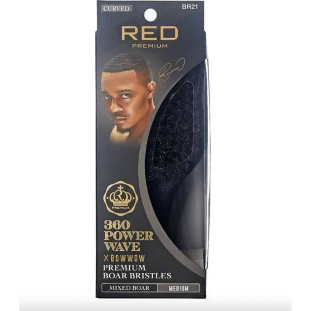RED Premium 360 Power Wave Brush BR21 – Curved Medium Bristle Brush for Smooth, Defined Waves - Beauty Exchange Beauty Supply