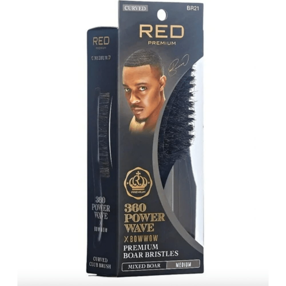 RED Premium 360 Power Wave Brush BR21 – Curved Medium Bristle Brush for Smooth, Defined Waves - Beauty Exchange Beauty Supply