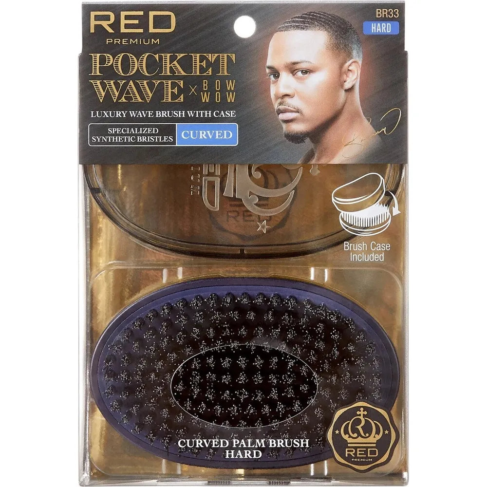 RED Premium Pocket Wave X Bow Wow Curved Bristle Brush BR33 – Portable Design for Precise Wave Definition - Beauty Exchange Beauty Supply
