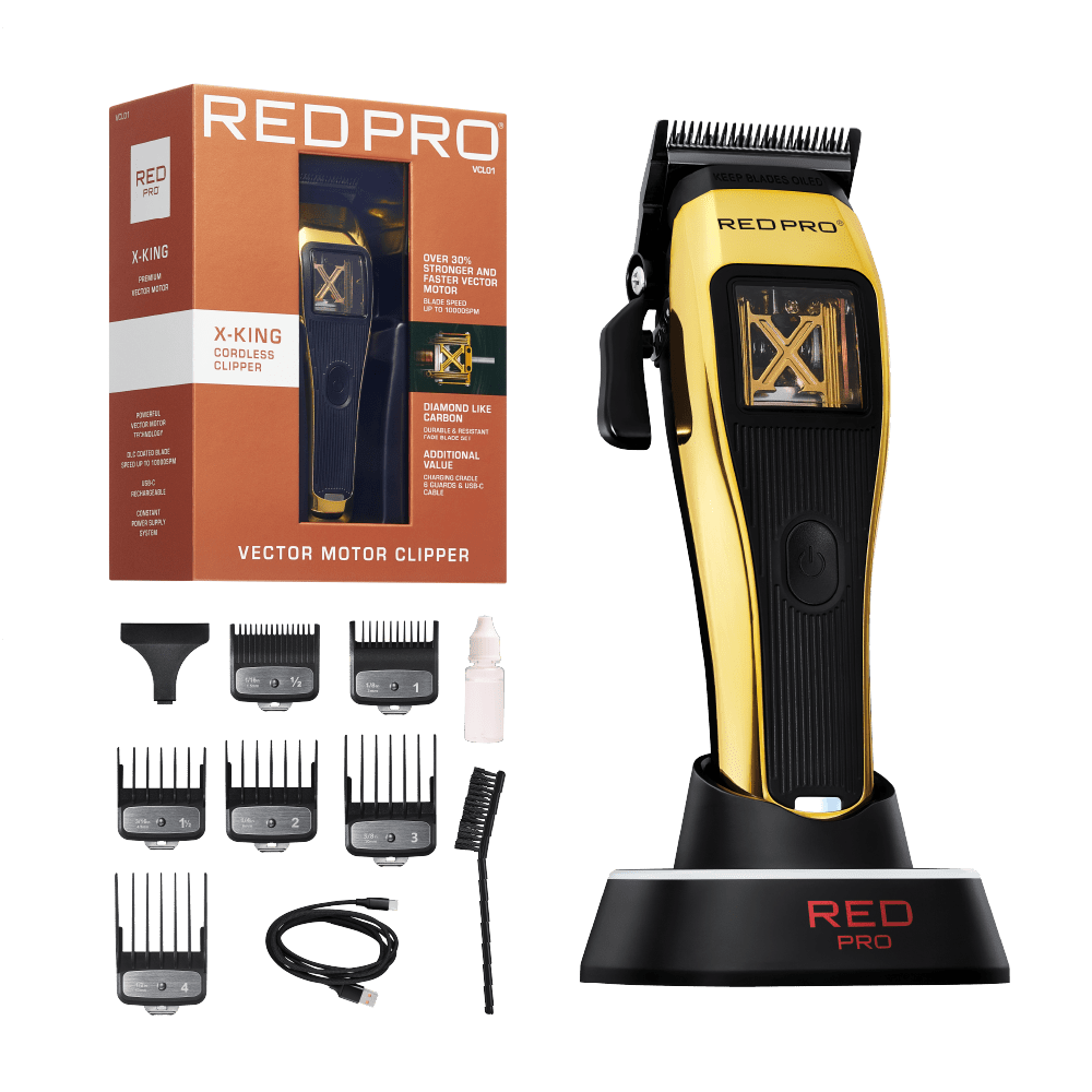 Red Razor Clipper RED PRO Vector Cordless Hair Clipper – Gold & Black
