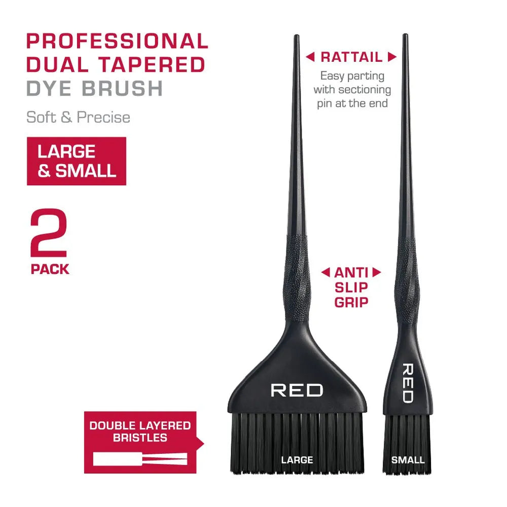 Red Professional Dual Tapered Dye Brush 2 - Pack Large and Small HH306 - Beauty Exchange Beauty Supply