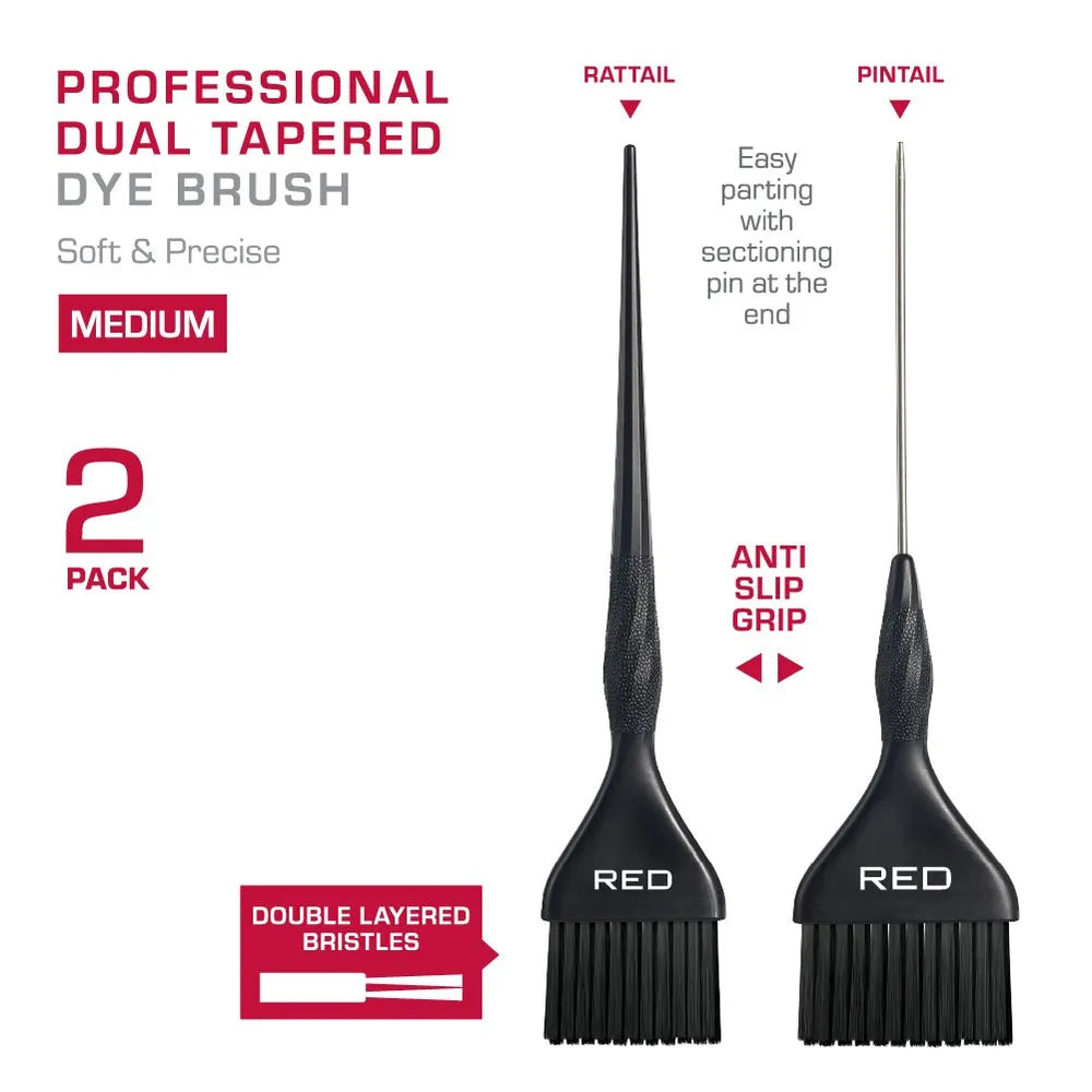 Red Professional Dual Tapered Dye Brush 2 - Pack Medium HH307 - Beauty Exchange Beauty Supply