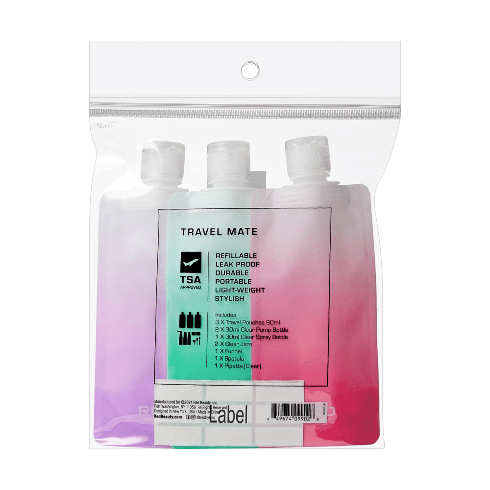 RED Refillable Travel Pouch & Bottle Sets – TSA - Approved, Leak - Proof, and Eco - Friendly | BT01–BT03 - Beauty Exchange Beauty Supply