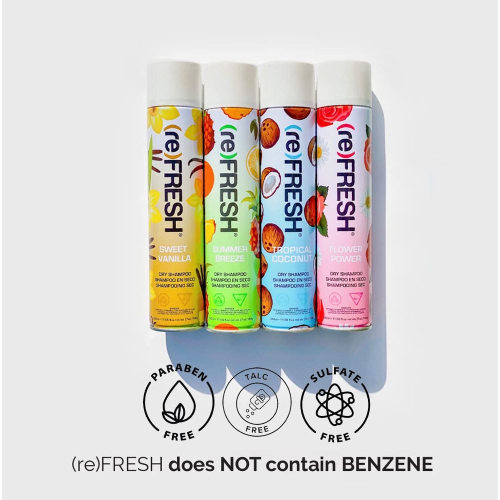 Refresh Dry Shampoo – Tropical Coconut, Flower Powder, Sweet Vanilla & Summer Breeze – 11.55 oz - Beauty Exchange Beauty Supply