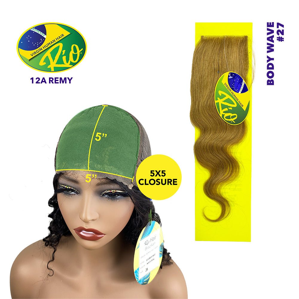 Hair Rio Powder Rio Virgin Hair Body Wave Closure - #27 5x5
