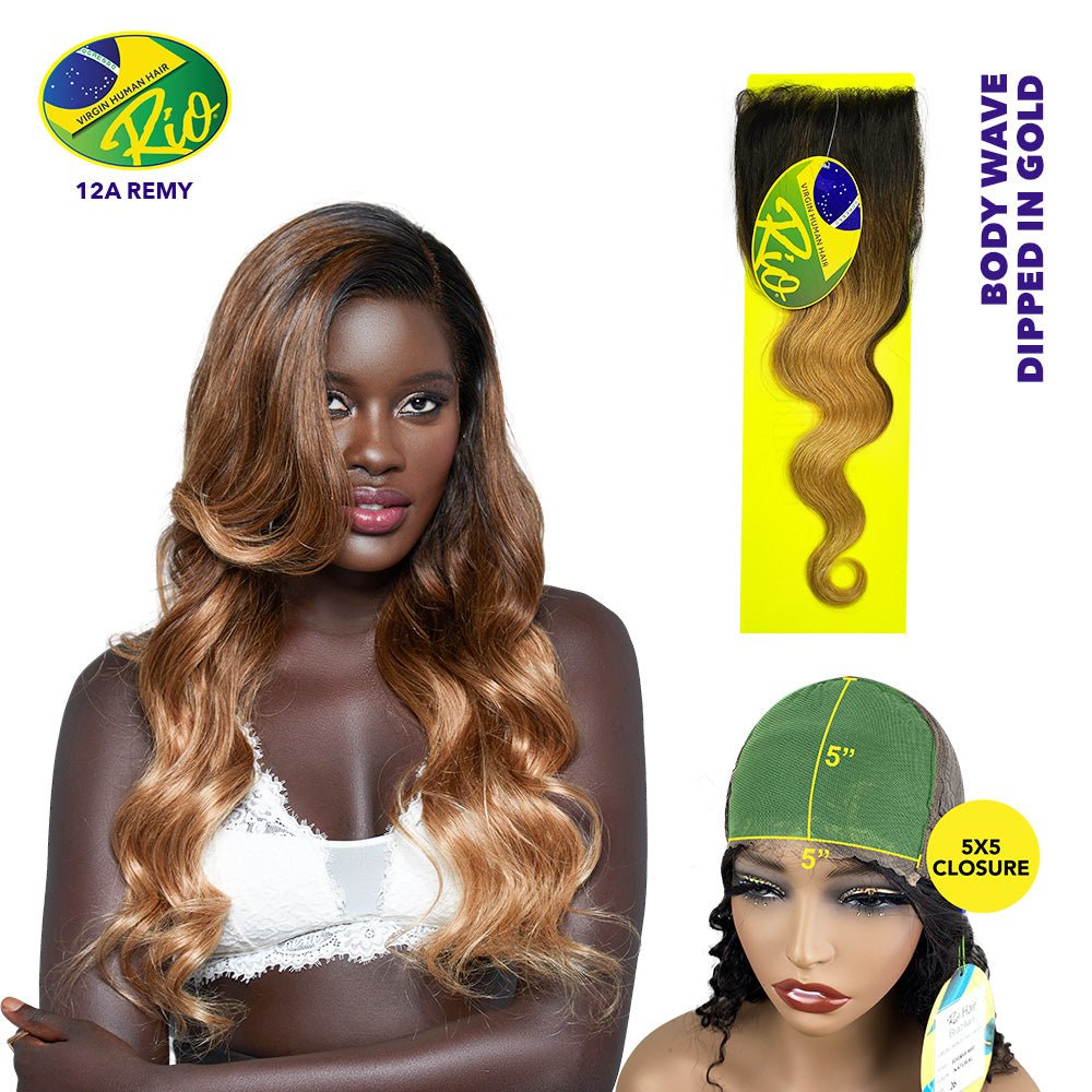 Rio 100% Virgin Human Hair Body Wave 5x5 Closure - Dipped In Gold - Beauty Exchange Beauty Supply