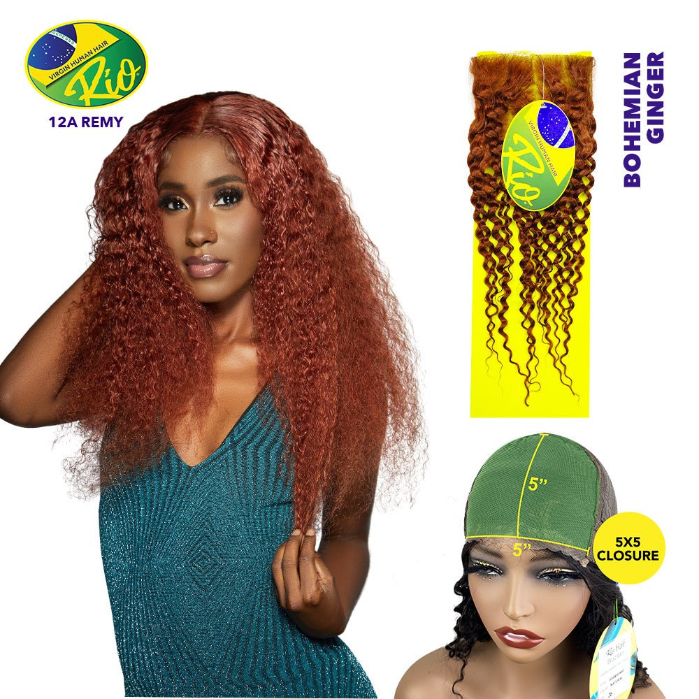 Rio 100% Virgin Human Hair Bohemian 5x5 Closure - Ginger - Beauty Exchange Beauty Supply