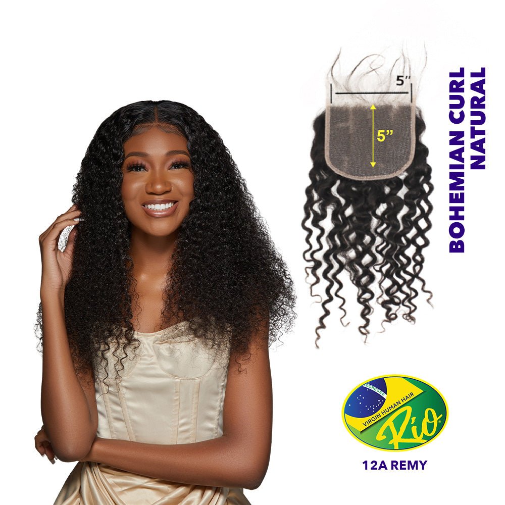 Hair Rio Powder Rio Virgin Hair Bohemian 5x5 Closure - Natural Color