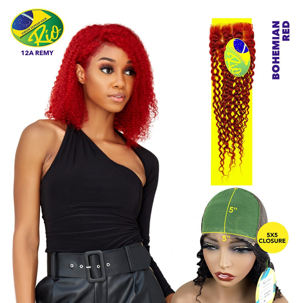 Rio 100% Virgin Human Hair Bohemian 5x5 Closure - Red - Beauty Exchange Beauty Supply