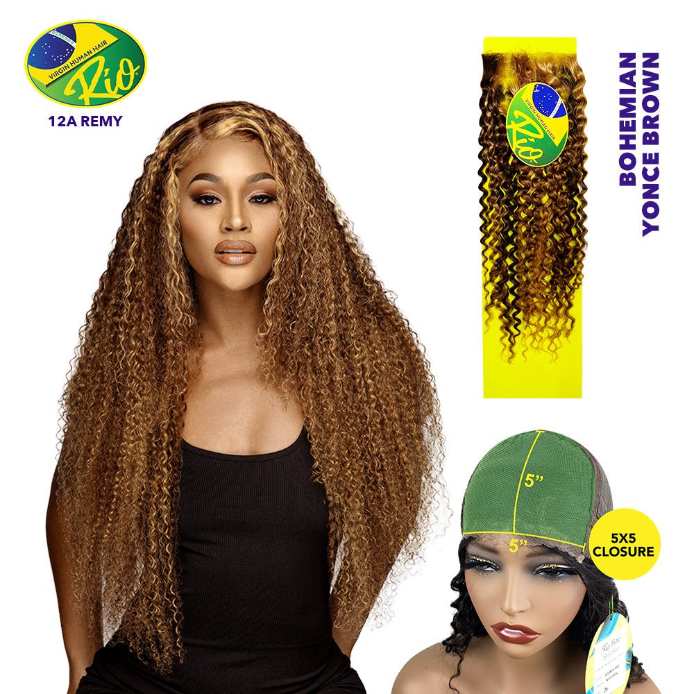 Rio 100% Virgin Human Hair Bohemian 5x5 Closure - Yonce Brown - Beauty Exchange Beauty Supply