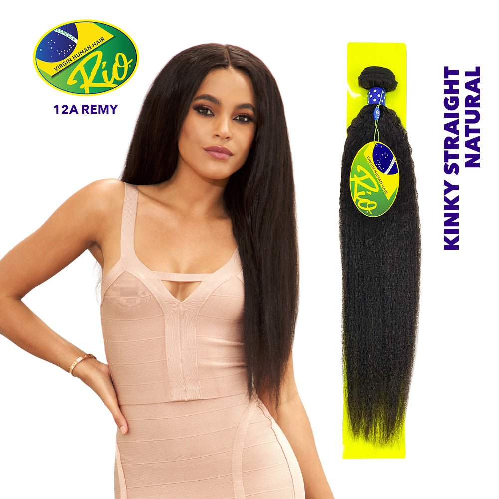 Rio 100% Virgin Human Hair Kinky Straight Single Bundles - Natural Color - Beauty Exchange Beauty Supply