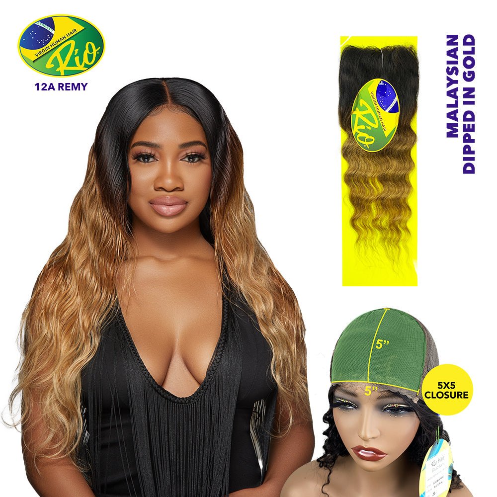 Rio 100% Virgin Human Hair Malaysian Wave 5x5 Closure - Dipped In Gold - Beauty Exchange Beauty Supply