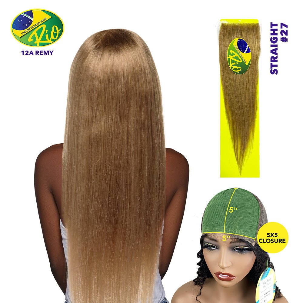 Rio 100% Virgin Human Hair Straight 5x5 Closure - #27 - Beauty Exchange Beauty Supply
