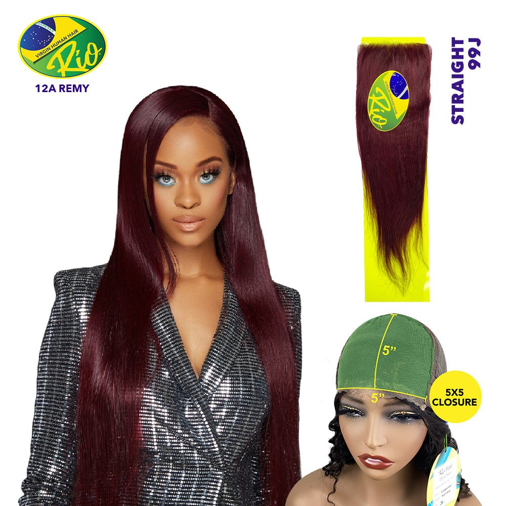 Rio 100% Virgin Human Hair Straight 5x5 Closure - #99J - Beauty Exchange Beauty Supply