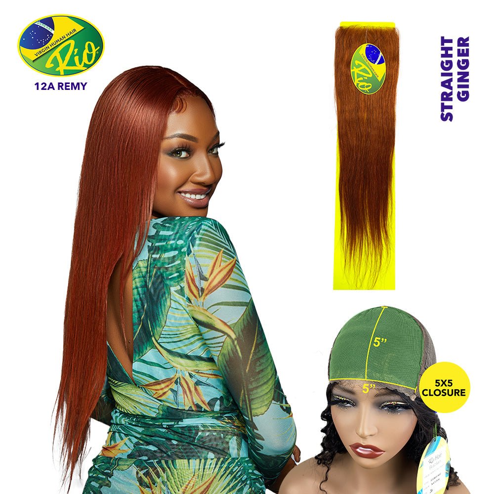 Rio 100% Virgin Human Hair Straight 5x5 Closure - Ginger - Beauty Exchange Beauty Supply