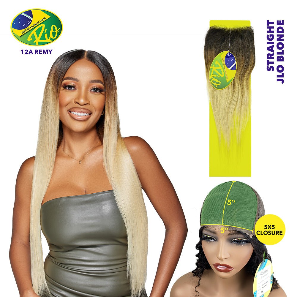 Rio 100% Virgin Human Hair Straight 5x5 Closure - JLO Blonde - Beauty Exchange Beauty Supply