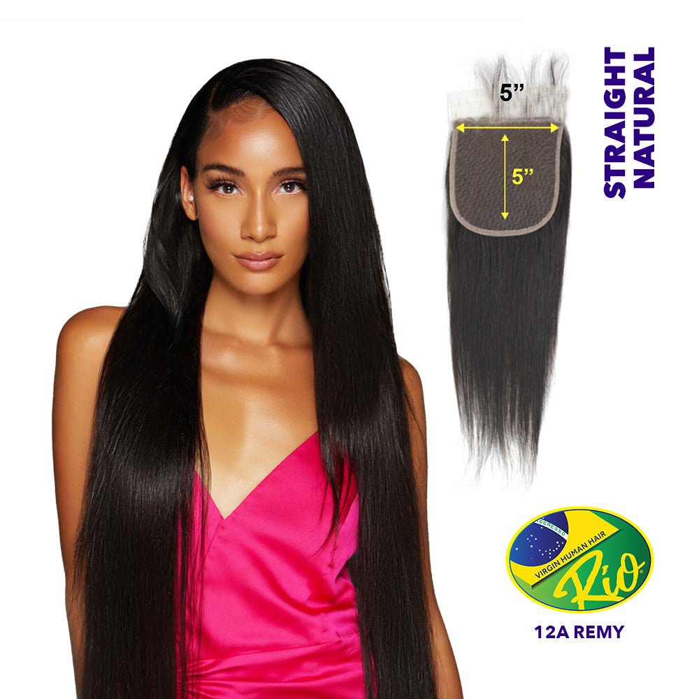 Rio 100% Virgin Human Hair Straight 5x5 Closure - Natural Color - Beauty Exchange Beauty Supply