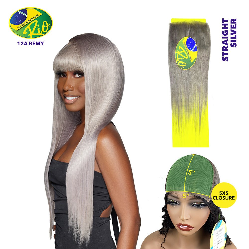 Rio 100% Virgin Human Hair Straight 5x5 Closure - Silver - Beauty Exchange Beauty Supply